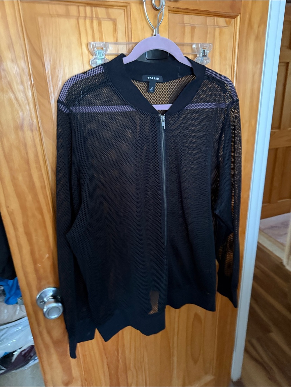 torrid Black Sheer Mesh Zip Bomber Jacket